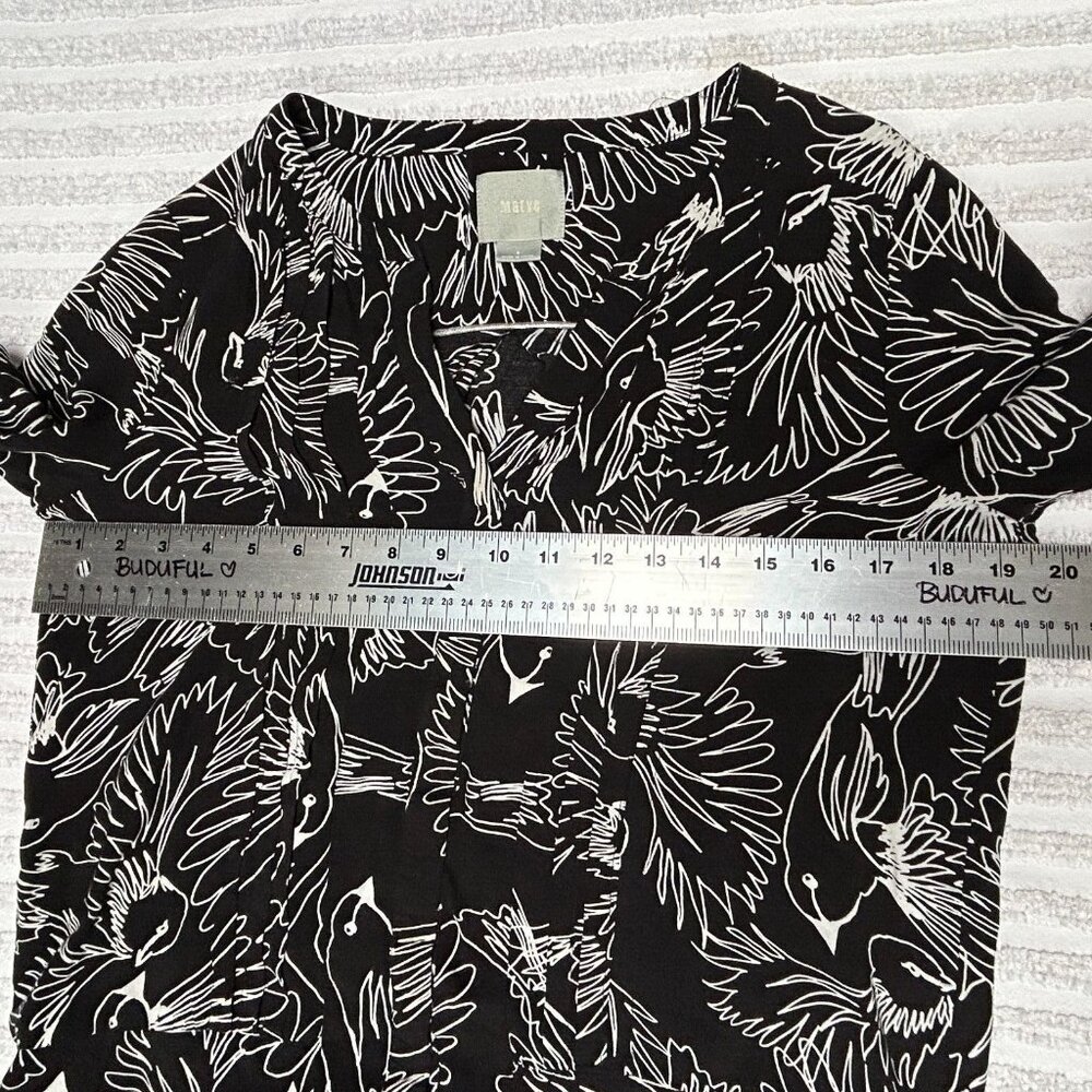 Anthropologie Maeve Womens 3/4 Sleeve Tunic Top Size 4 Black Pintuck Wildbird - Picture 7 of 9